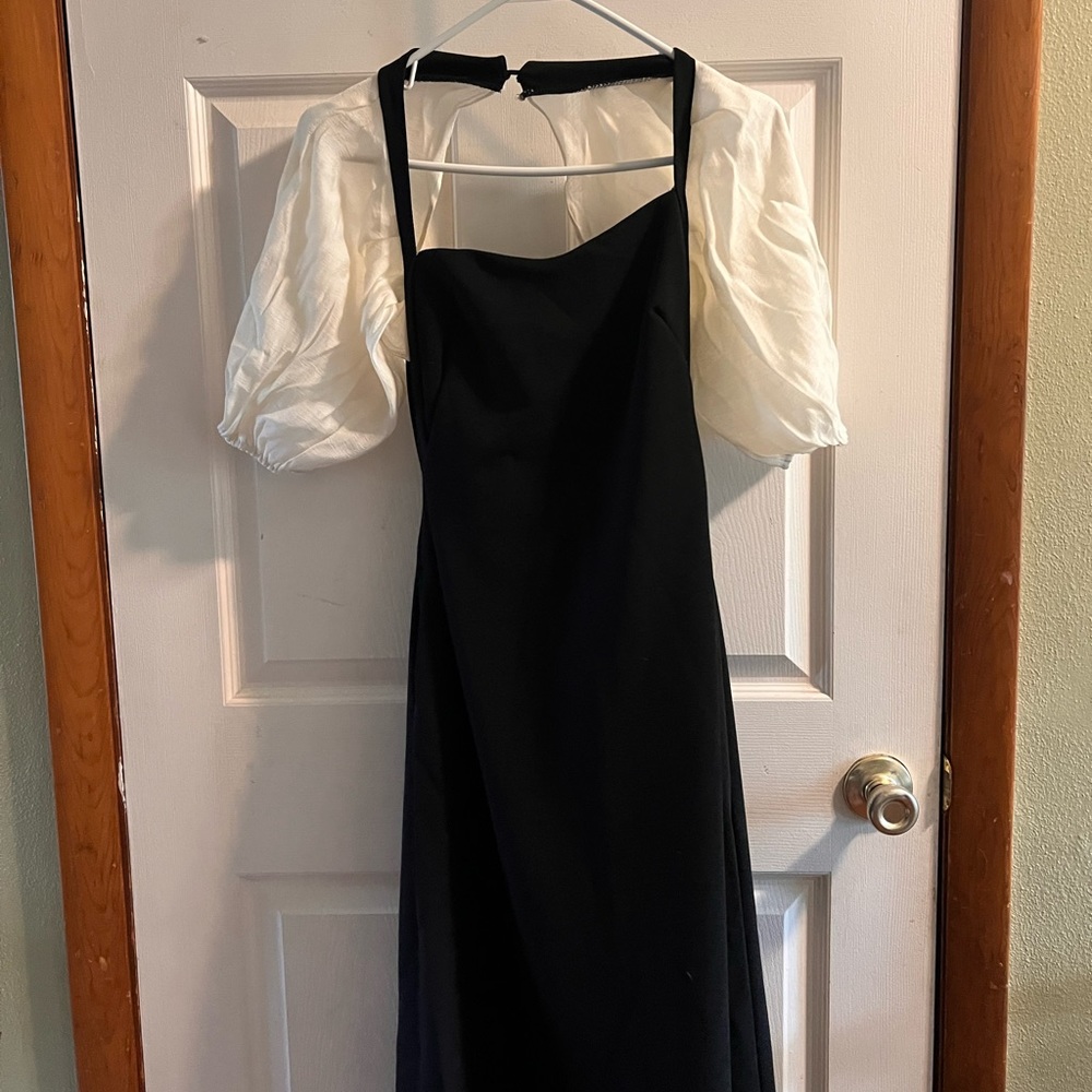 Women's Summer Elegant Sexy Halter Midi Dress Puff Sleeve Bodycon